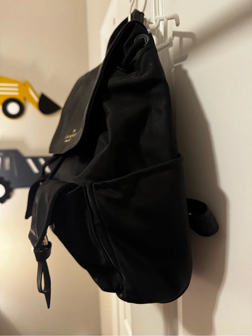 kate spade black nylon flap backpack